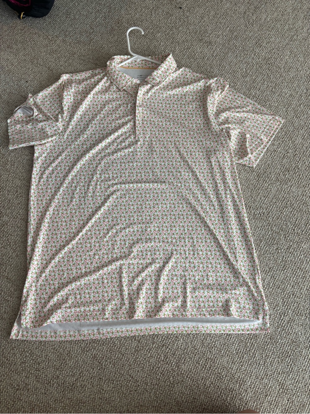 Vineyard Vines Men's Polo in White with Pink and Green Floral Print
